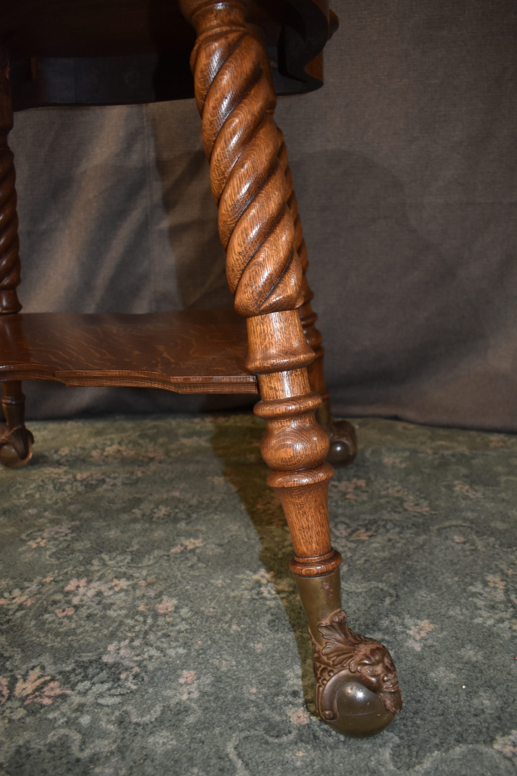 Antique claw foot table shop with glass balls